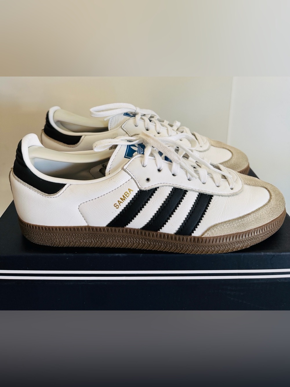 adidas Samba Unisex Sneakers in White and Black with Gum Sole